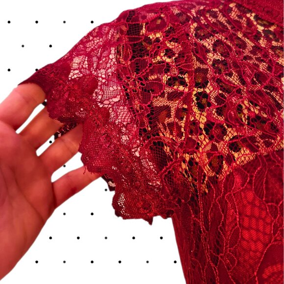 OWIN Red wine lace dress SIZE M - Picture 6 of 6